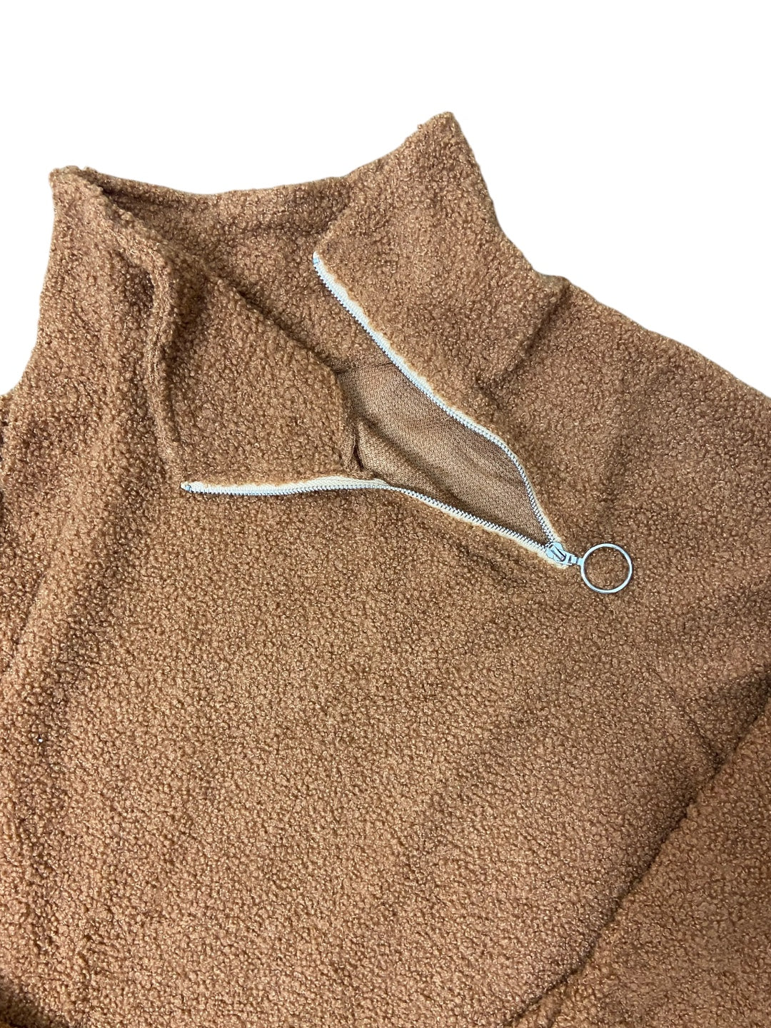 Brown Fuzzy Pullover Long Sleeve Sweater