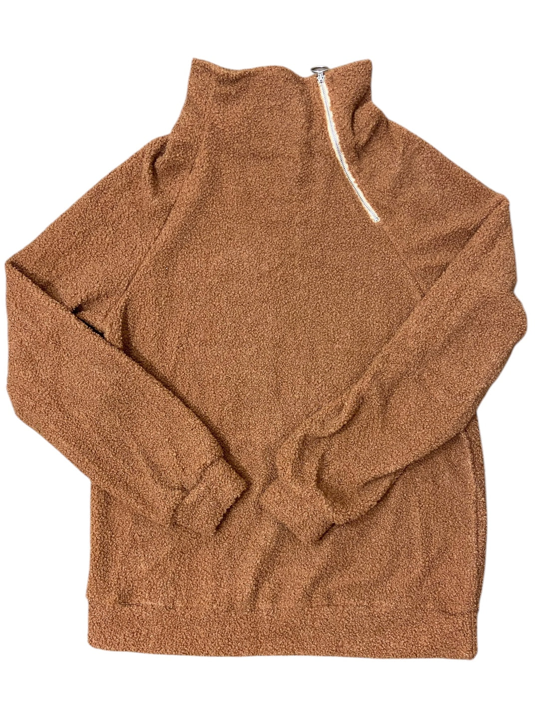 Brown Fuzzy Pullover Long Sleeve Sweater