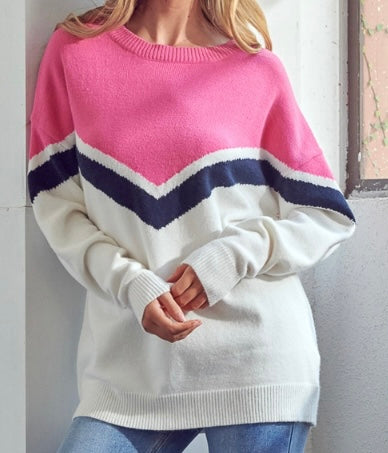 Chevron Pattern Knit Sweater