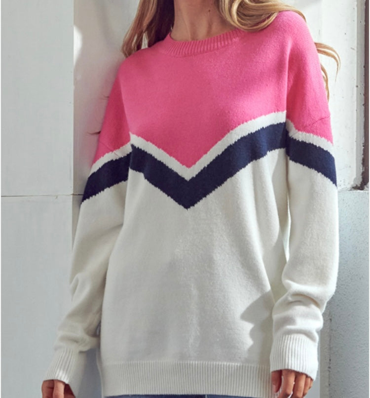 Chevron Pattern Knit Sweater