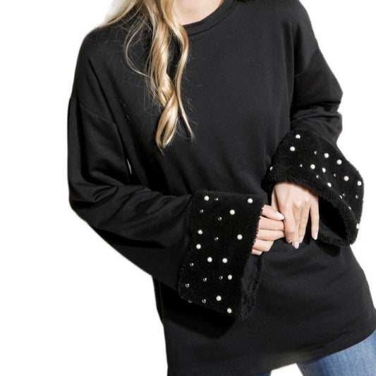 Faux Fur Pearls Sweatshirt